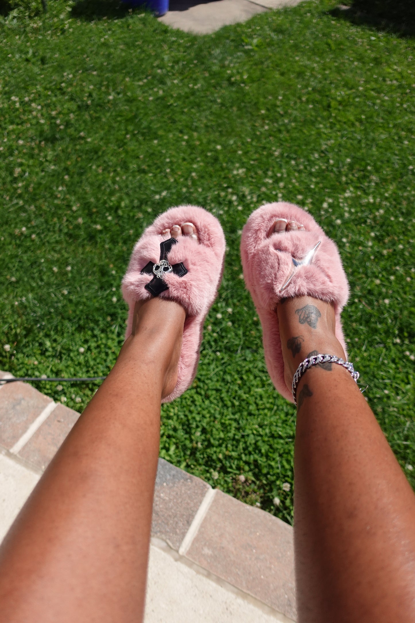 Furry Platform Cross Sandals