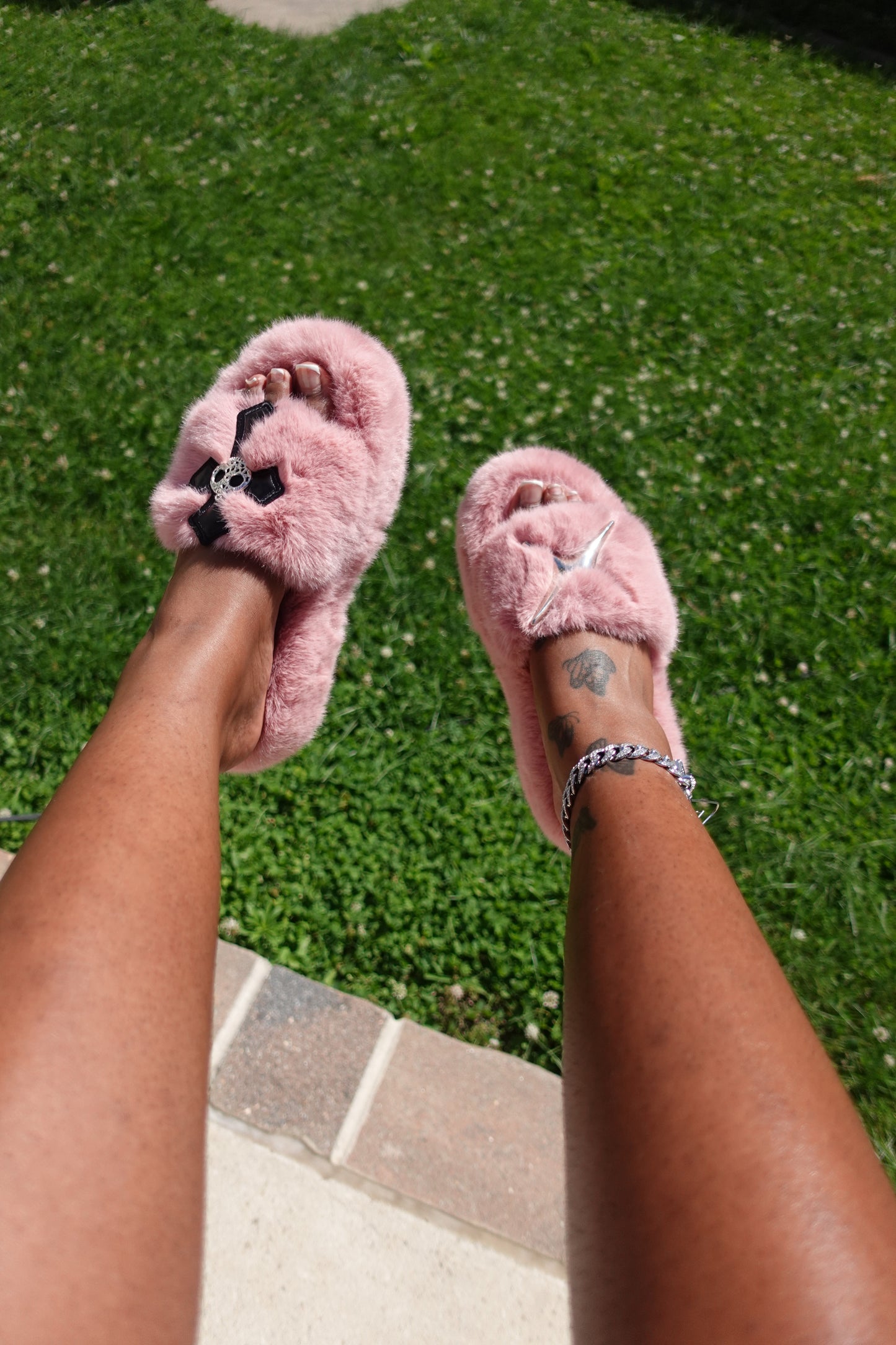 Furry Platform Cross Sandals
