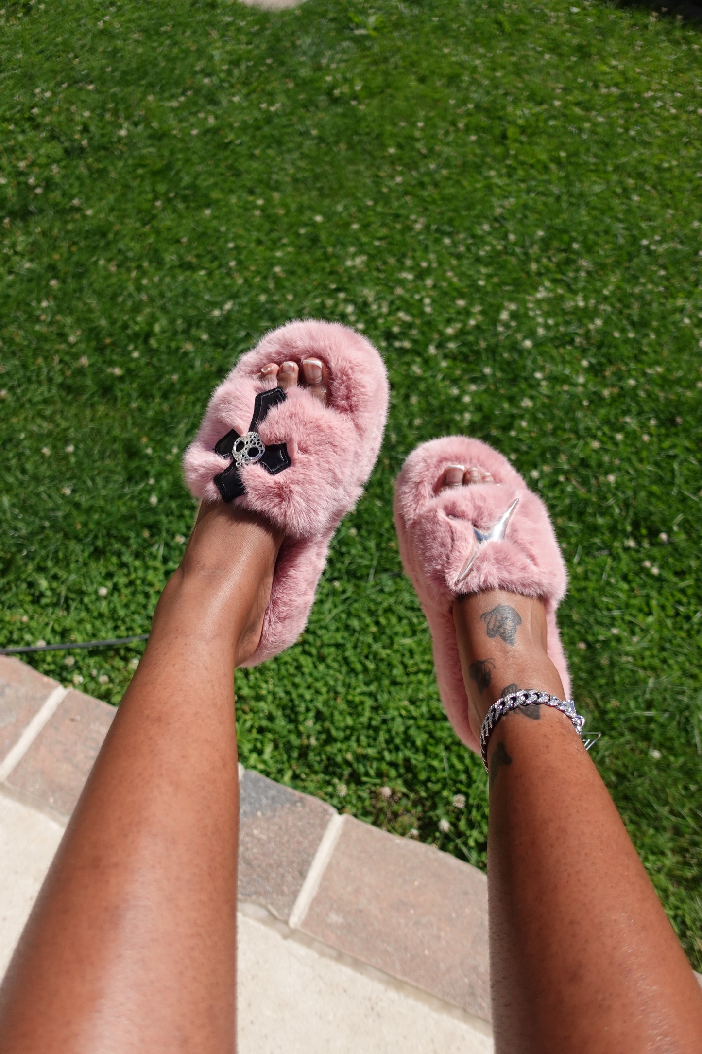 Furry Platform Cross Sandals